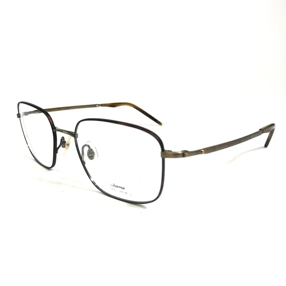 Sama Eyeglasses Frames 1700 ATG Brown Gold Square Full Rim 53-20-140